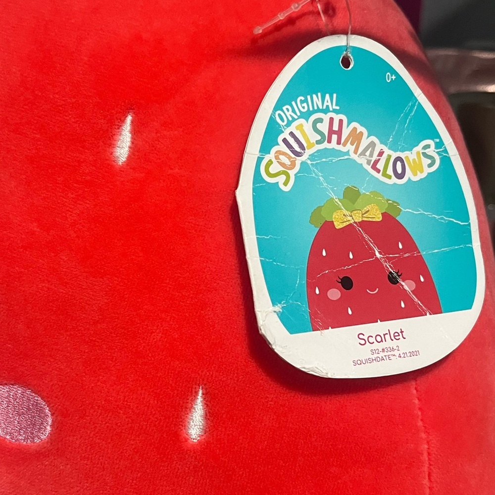 Strawberry Squishmallow named scarlet